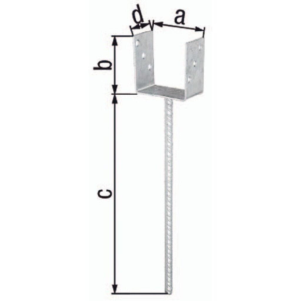 GAH U-Pfostenträger ETA-10/0210, feuerverzinkt, 101x100x400x60mm, mit extra langem Betonanker Illustration du produit: GAH U-Pfostenträger ETA-10/0210, feuerverzinkt, 101x100x400x60mm, mit extra langem Betonanker