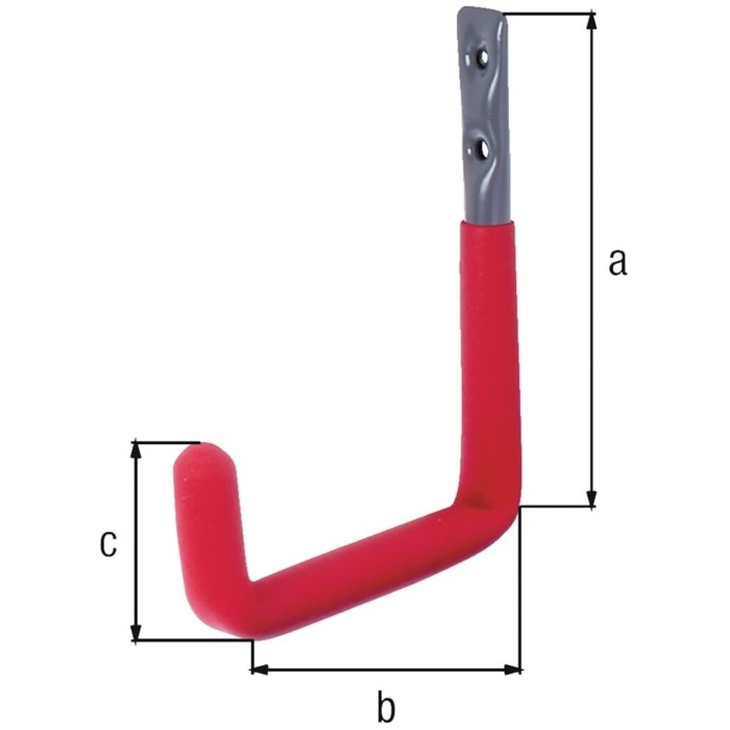 Illustration du produit: GAH Wandhaken U-Form, Stahl roh verzinkt, Rotgummi Ausladung 83 mm, Höhe 120 mm Ø 18 mm