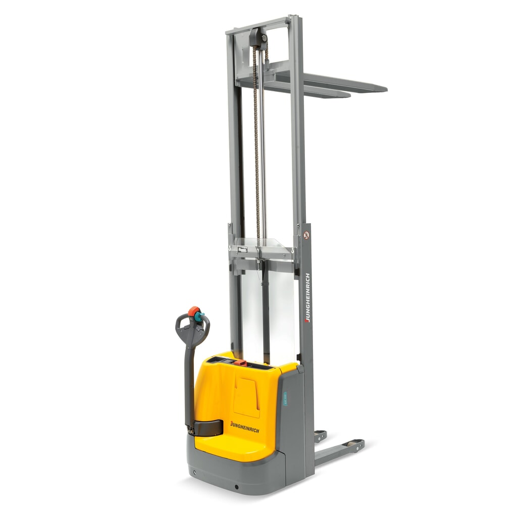 N° de l'image du produit 6 : Gerbeur électrique Jungheinrich AMC 112/ZZ, mât télescopique double, hauteur de levage 3 690 mm, capacité de charge 1 200 kg, hydraulique proportionnelle, Aquamatik