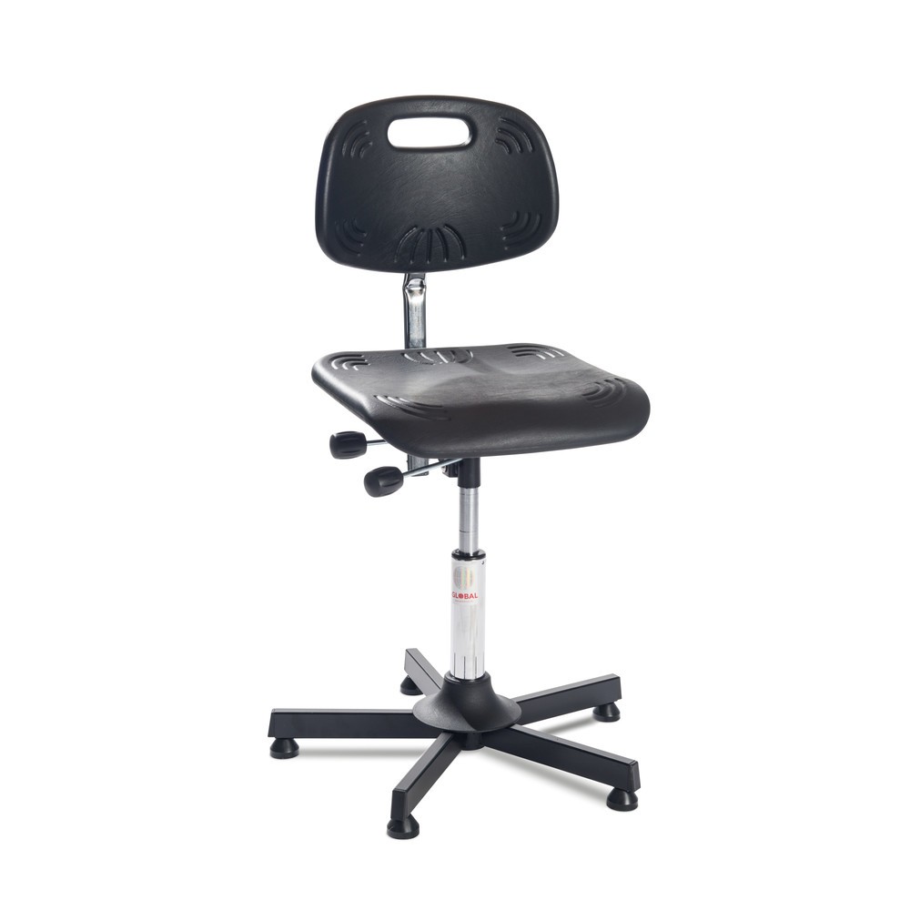 Illustration du produit: Global Stole A/S Chaise de travail pivotante Classic, assise en PU, hauteur d’assise comprise entre 480 et 610 mm, patins, base plastique