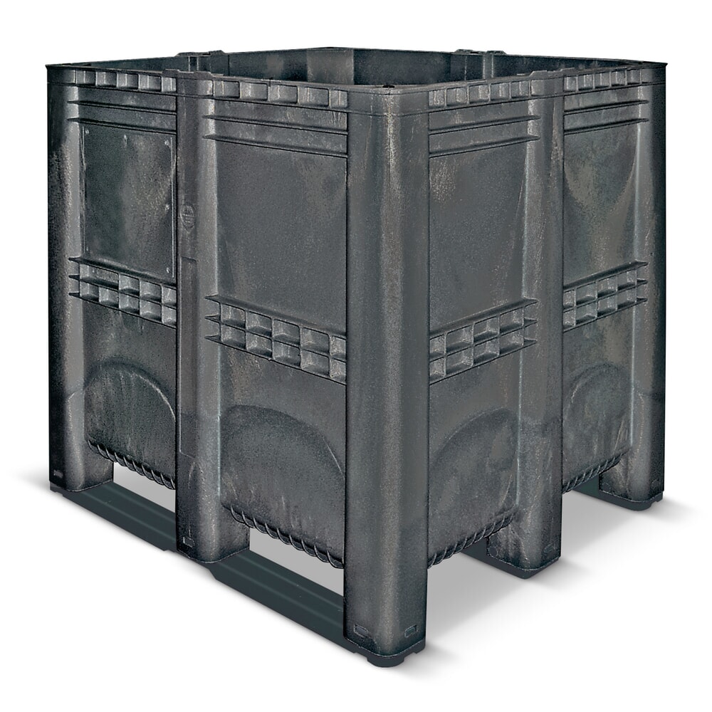 Illustration du produit: Grand conteneur en polyéthylène, 1 400 litres, avec traverses, gris
