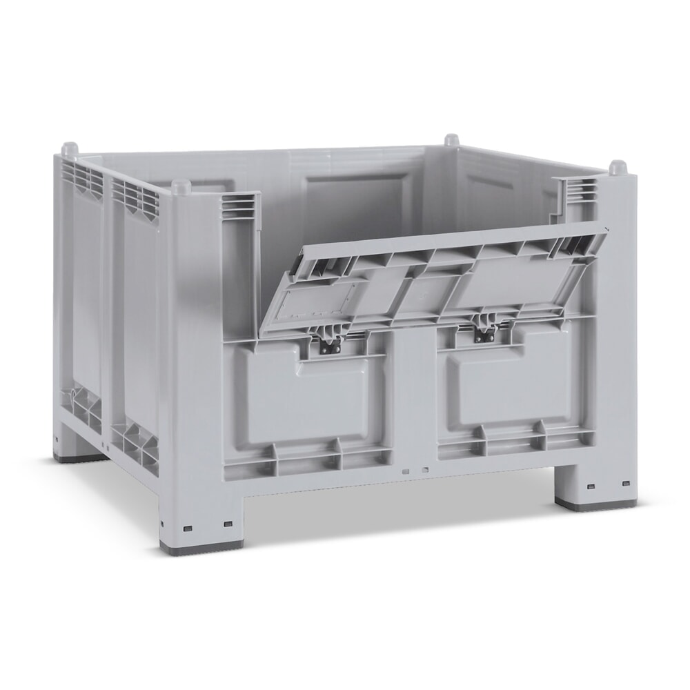 Illustration du produit: Grands conteneurs en polypropylène, 550 litres, avec pieds + capot, gris