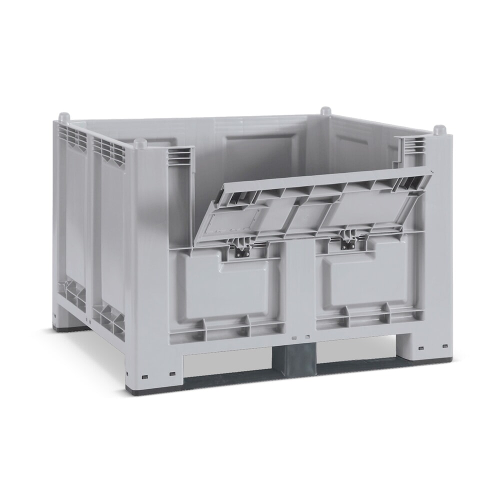 Illustration du produit: Grands conteneurs en polypropylène, 550 litres, avec traverses + capot, gris