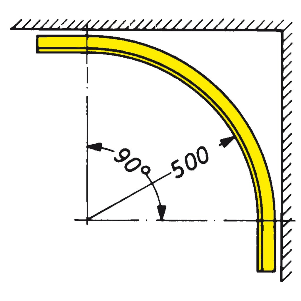HACA Rail de guidage incurvé en cornière d’acier, galvanisé, 90° Illustration du produit: HACA Rail de guidage incurvé en cornière d’acier, galvanisé, 90°