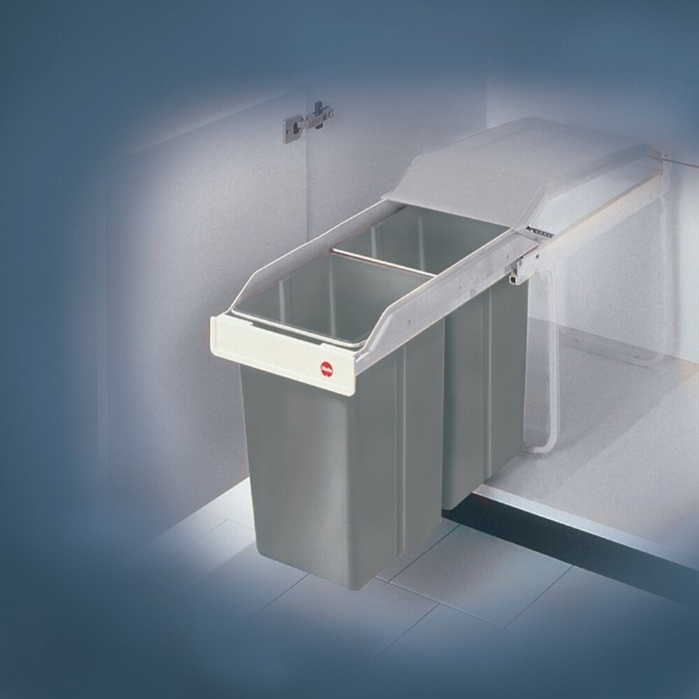 Illustration du produit: Hailo Abfallsammler Multi-Box, f.Unterschränke ab B.300 mm, 2 x 15 l B260xT510xH460mm grau