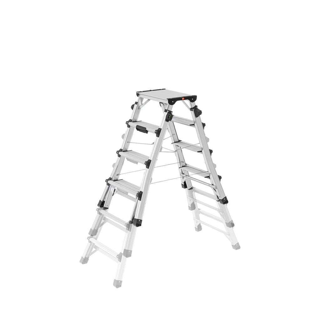 N° de l'image du produit 4 : Hailo D100 TL TopLine, escabeau double à marches télescopique en aluminium, 2x4 - 2x6 marches
