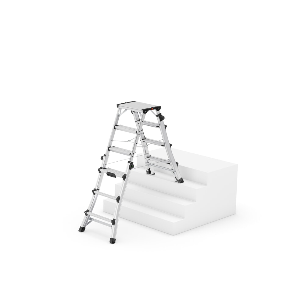 N° de l'image du produit 5 : Hailo D100 TL TopLine, escabeau double à marches télescopique en aluminium, 2x4 - 2x6 marches