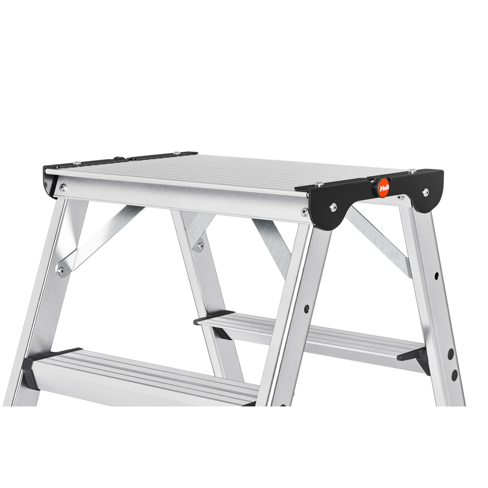 N° de l'image du produit 6 : Hailo D100 TL TopLine, escabeau double à marches télescopique en aluminium, 2x4 - 2x6 marches