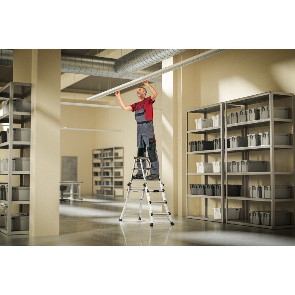 N° de l'image du produit 7 : Hailo D100 TL TopLine, escabeau double à marches télescopique en aluminium, 2x4 - 2x6 marches