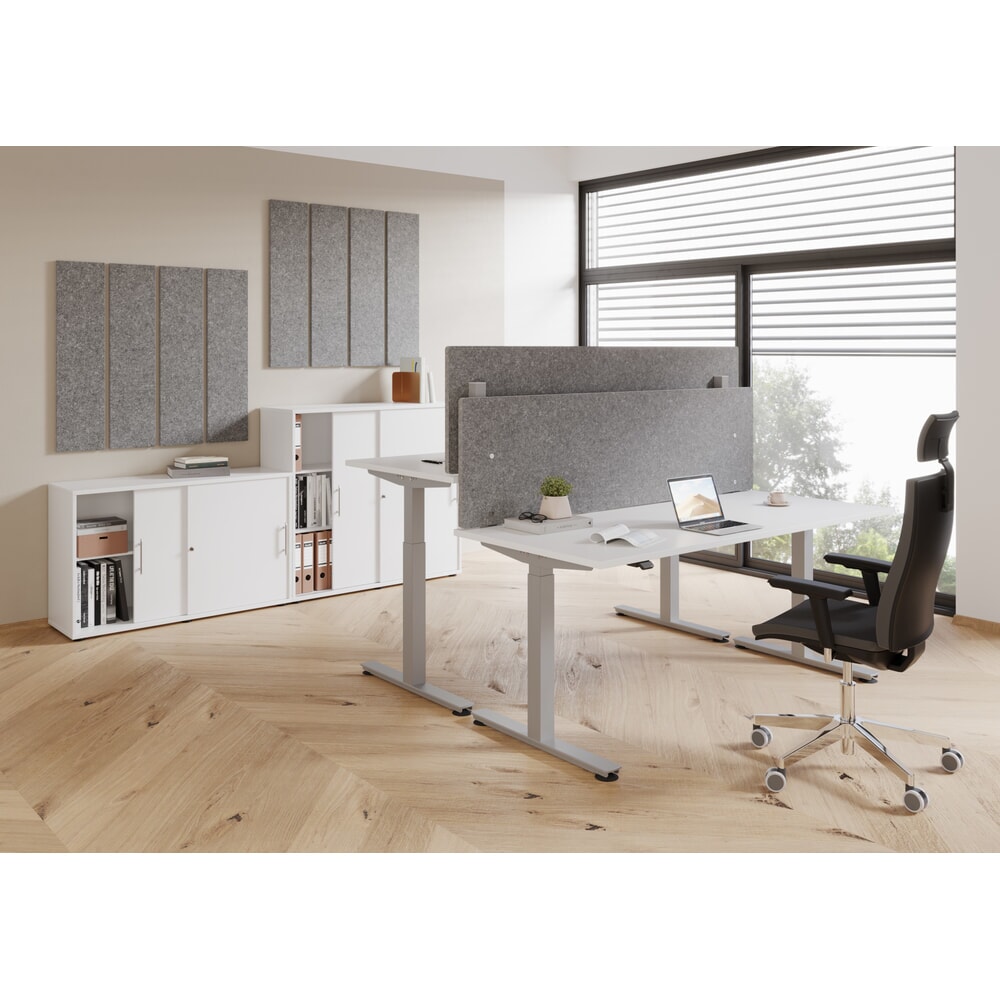N° de l'image du produit 8 : Hammerbacher bureau, réglable en hauteur, l x P 1 600 x 800 mm, blanc