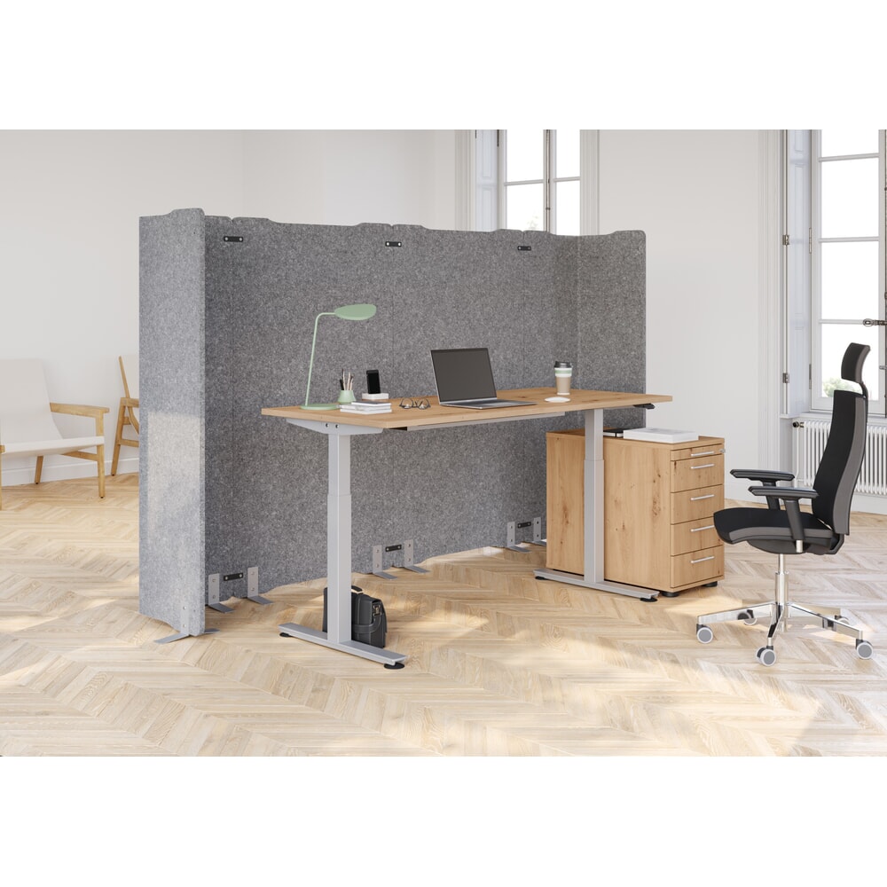 N° de l'image du produit 10 : Hammerbacher bureau, réglable en hauteur, l x P 1 600 x 800 mm, blanc