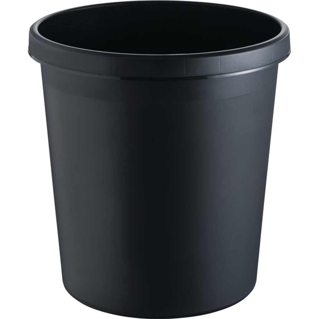 N° de l'image du produit 1 : helit Papierkorb, Kunststoff, 18 l H331xØ315 mm mit Griffrand, schwarz