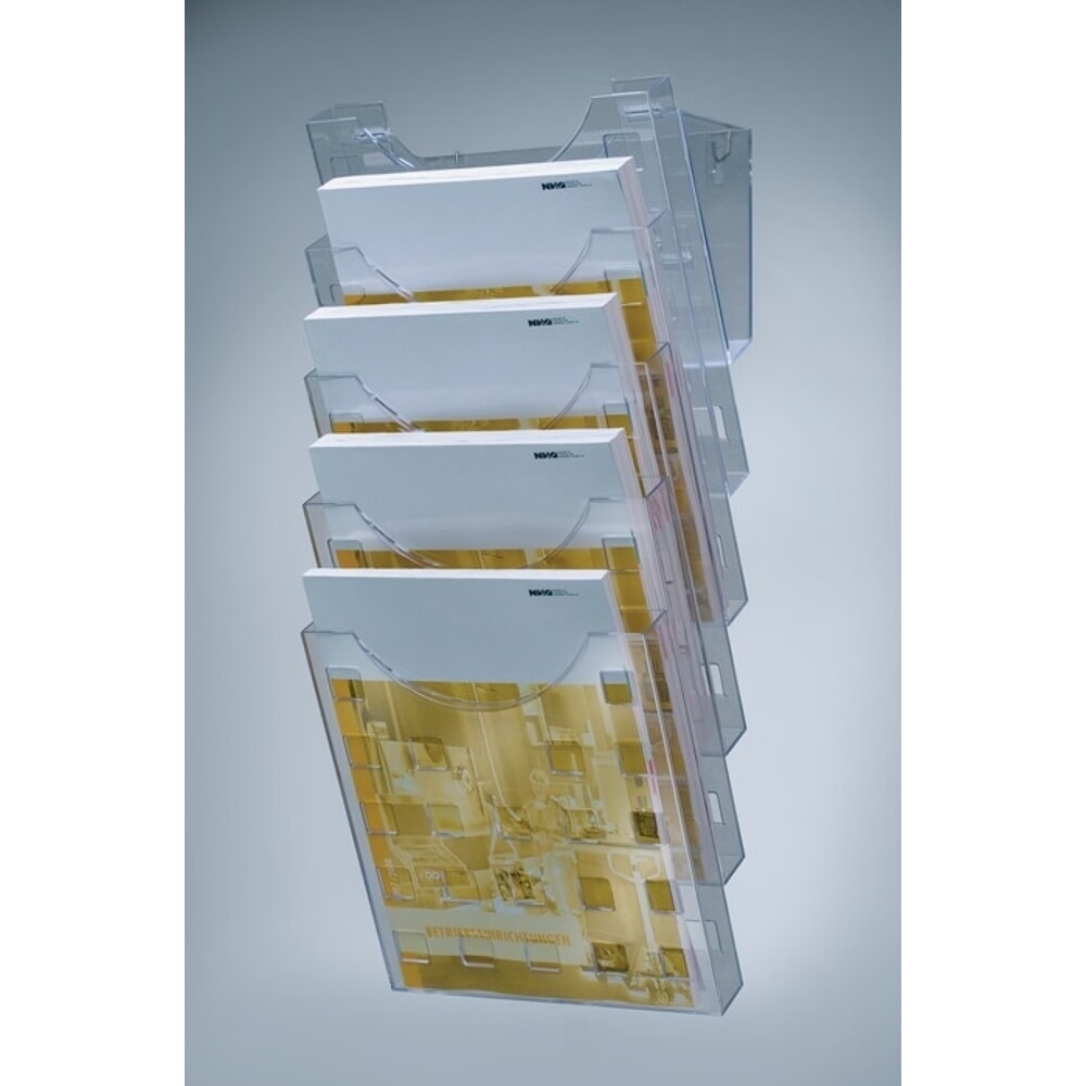 Illustration du produit: helit Wandprospekthalter, Kunststoff grautransparent, 5 Fächer DIN A4