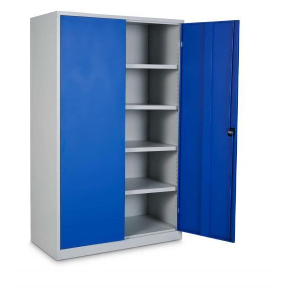 N° de l'image du produit 5 : HEMMDAL Armoire d'atelier HW-XBT, serrure à cylindre de sécurité, HxlxP 1 950 x 1 200 x 600 mm, gris clair / bleu gentiane