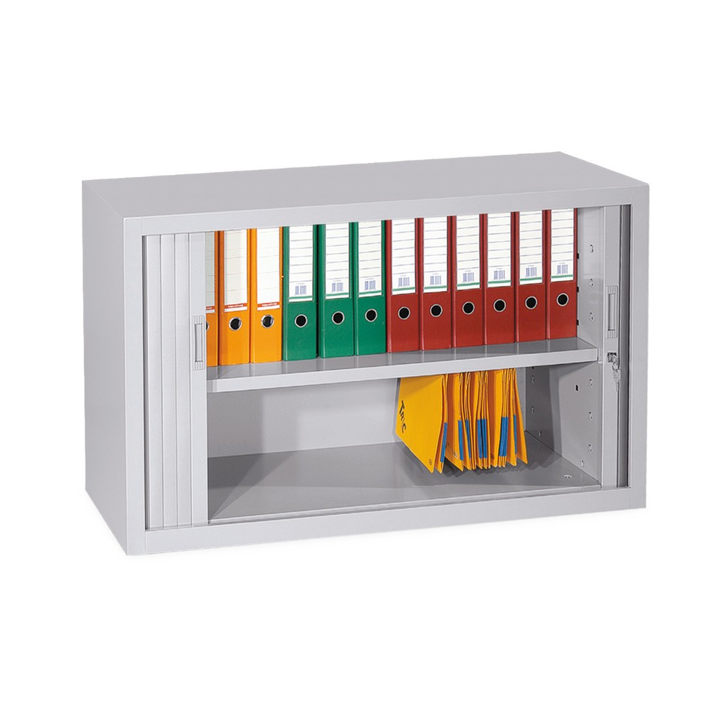 Illustration du produit: HEMMDAL Armoire à volet roulant d’atelier, H x l x P 750 x 1 200 x 460 mm, tablettes gris clair