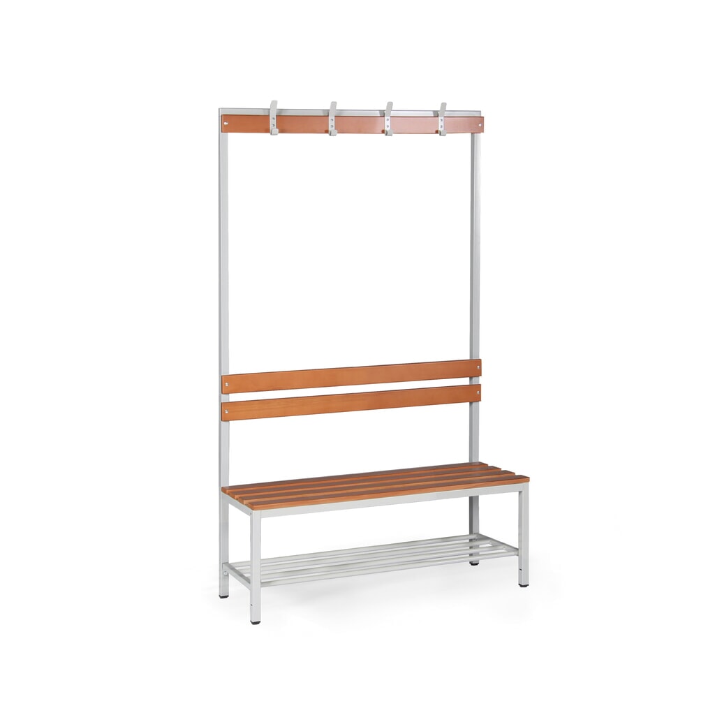 Illustration du produit: HEMMDAL Banc de vestiaire, 1 côté, longueur 1 200 mm, 4 crochets