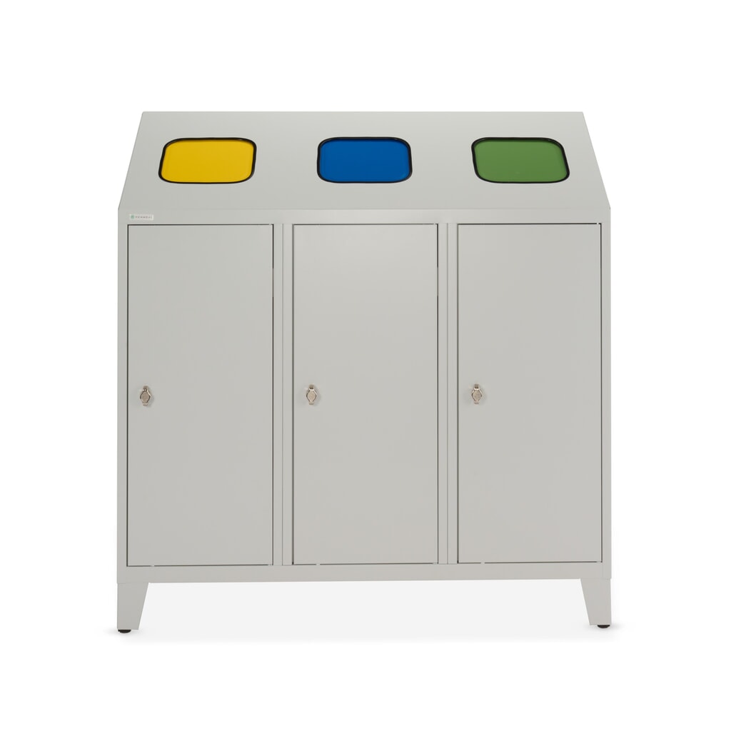 HEMMDAL Collecteur de déchets de recyclage Trio, avec 3 conteneurs intérieurs, 120 litres chacun N° de l'image du produit 7 : HEMMDAL Collecteur de déchets de recyclage Trio, avec 3 conteneurs intérieurs, 120 litres chacun