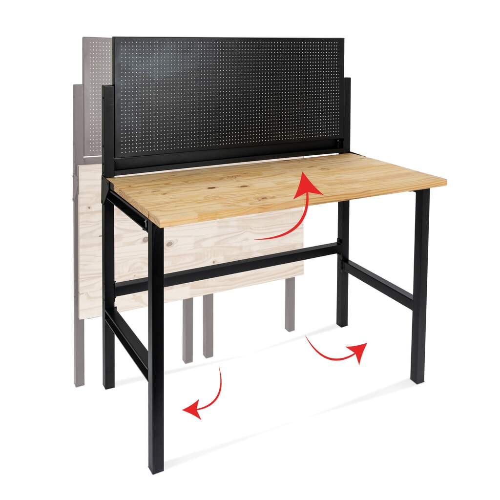 N° de l'image du produit 3 : HEMMDAL Établi, pliable, capacité de charge 150 kg, paroi perforée avec 10 crochets