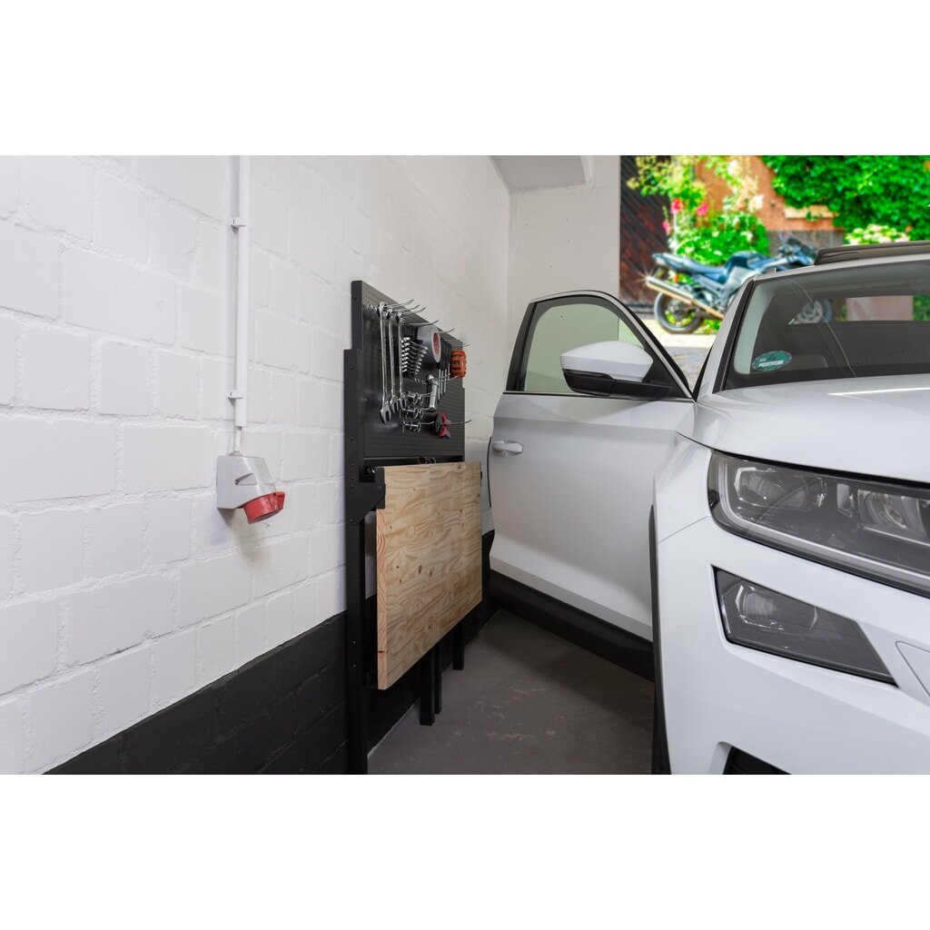 HEMMDAL Établi, pliable, capacité de charge 150 kg, paroi perforée avec 10 crochets N° de l'image du produit 11 : HEMMDAL Établi, pliable, capacité de charge 150 kg, paroi perforée avec 10 crochets