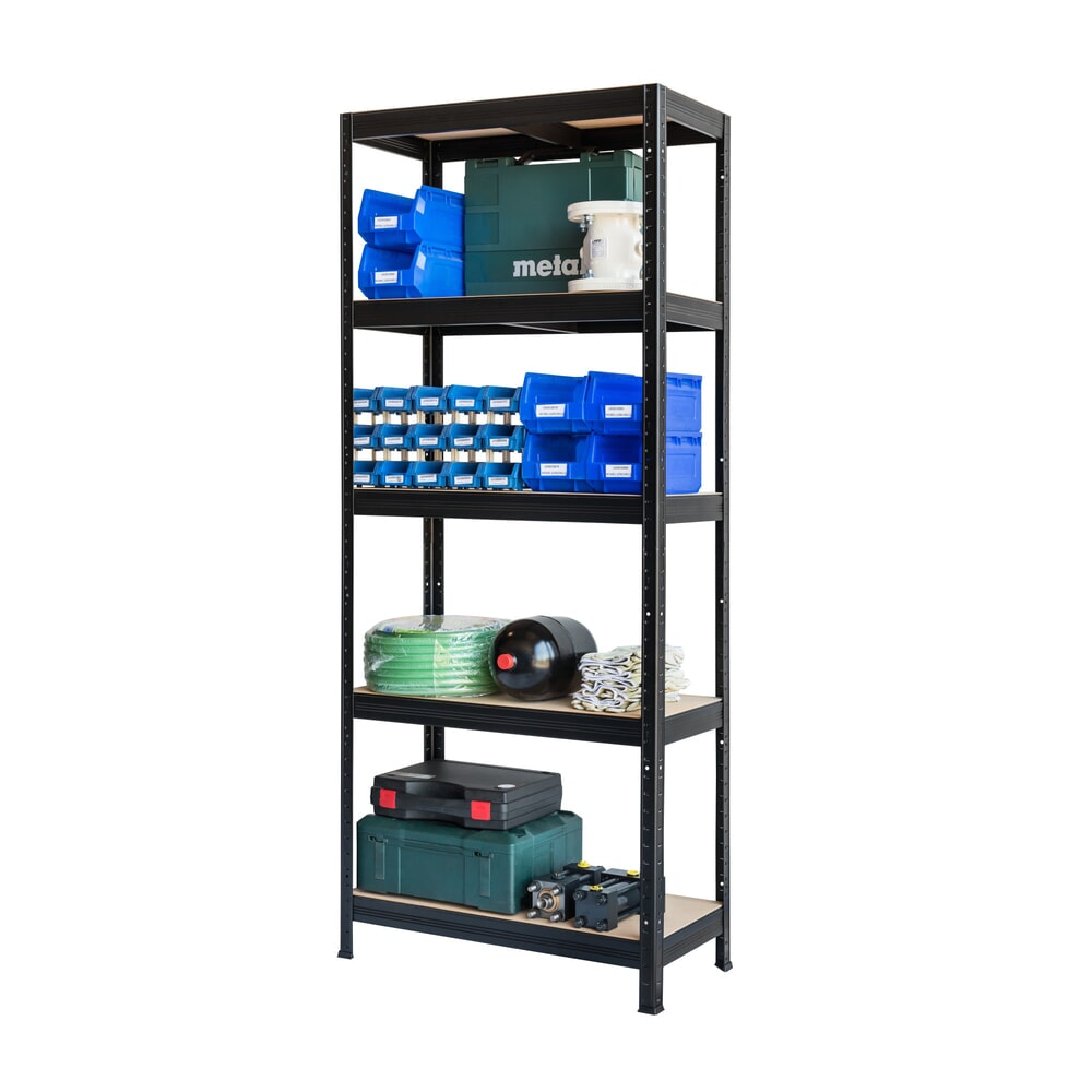 N° de l'image du produit 5 : HEMMDAL Rayonnage pour charges lourdes Type XS, noir – 180 x 75 x 35 cm – jusqu'à 750 kg