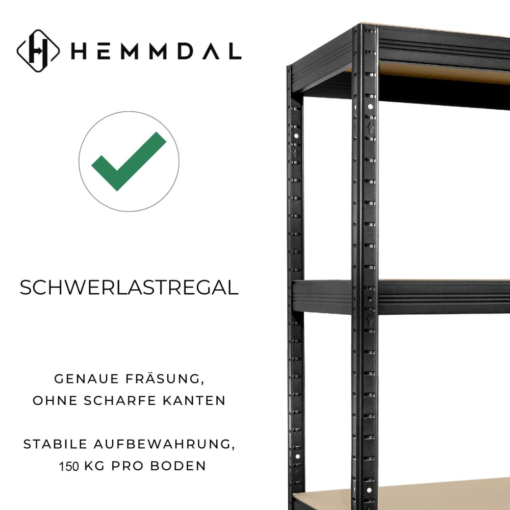 N° de l'image du produit 3 : HEMMDAL Rayonnage pour charges lourdes Type XS, noir – 180 x 75 x 35 cm – jusqu'à 750 kg