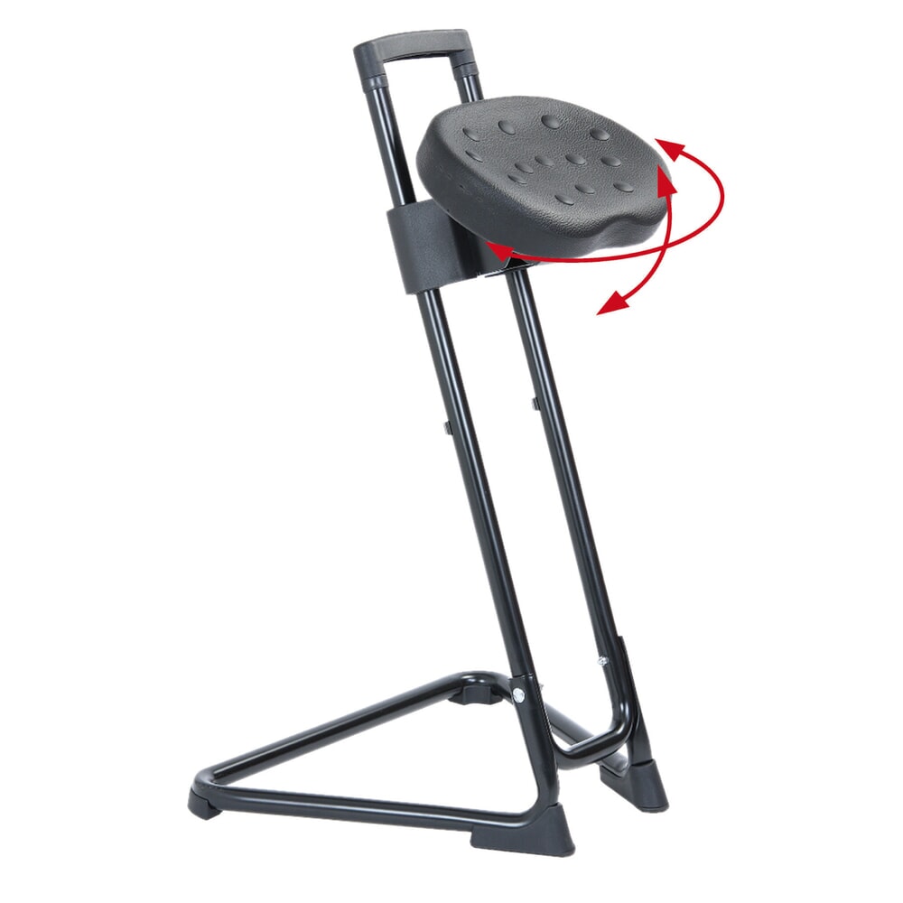 N° de l'image du produit 3 : Siège assis-debout HEMMDAL, siège confort pivotant et inclinable en PU, hauteur d'assise 600-850 mm, noir