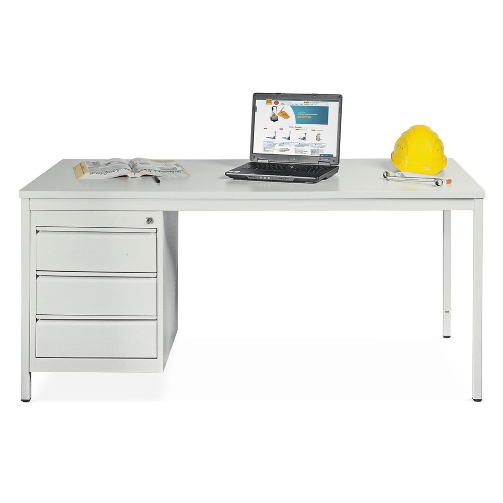 N° de l'image du produit 1 : Bureau HEMMDAL avec structure en acier tubulaire, avec bloc-tiroirs, haut. x larg. x prof. 760 x 1 600 x 800 mm