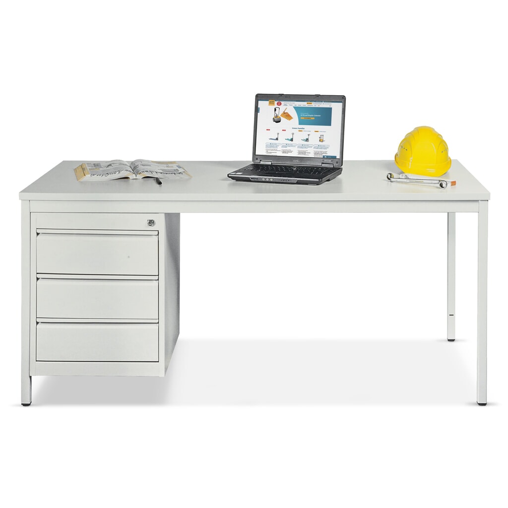 Bureau HEMMDAL avec structure en acier tubulaire, avec bloc-tiroirs, haut. x larg. x prof. 760 x 1 600 x 800 mm Illustration du produit: Bureau HEMMDAL avec structure en acier tubulaire, avec bloc-tiroirs, haut. x larg. x prof. 760 x 1 600 x 800 mm