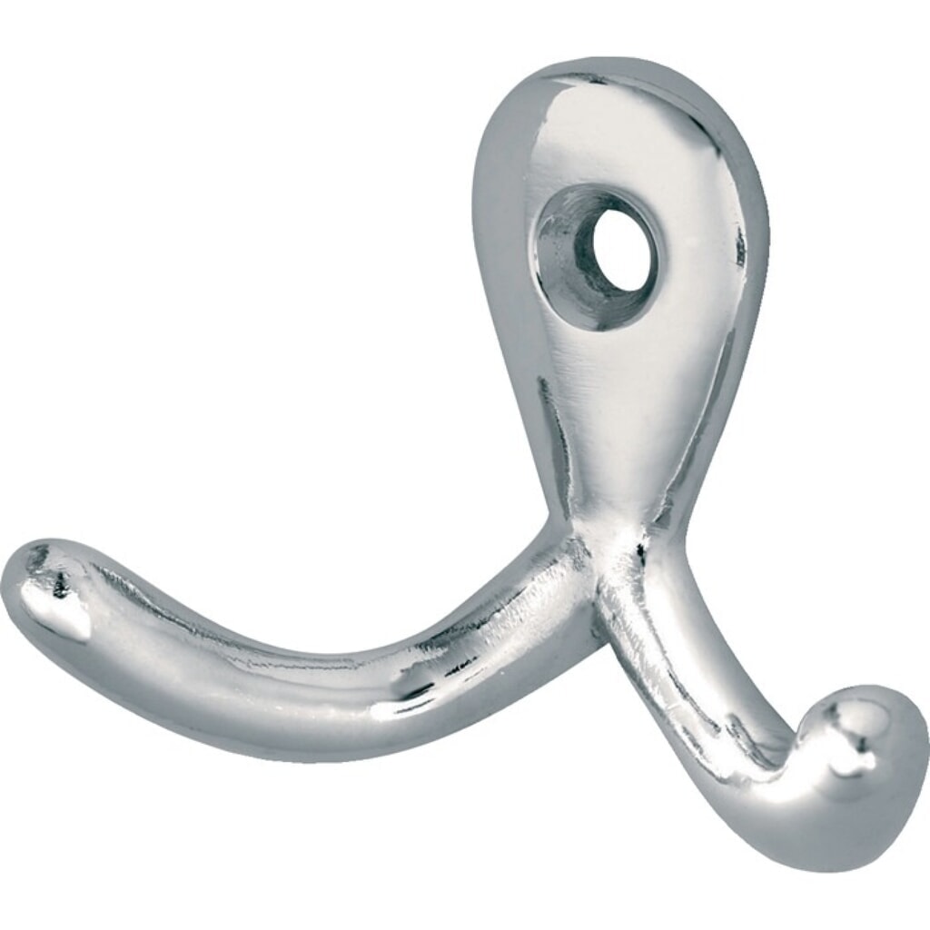 Illustration du produit: HERMETA Handtuchhaken 0560, Aluminium vernickelt, 2 Haken Höhe 37 mm, Ausladung 28,5 mm