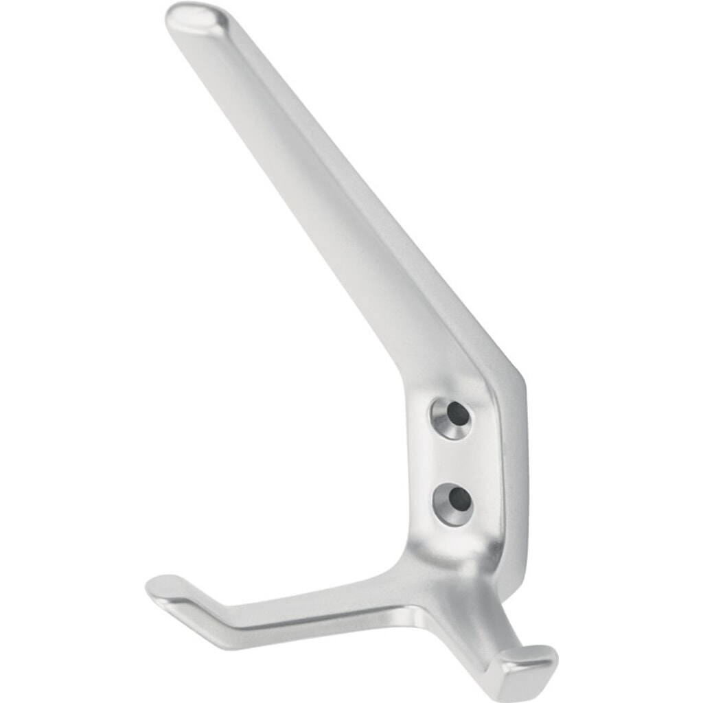 Illustration du produit: HERMETA Huthaken 0032, Aluminium silberfarbig eloxiert, zweifach Ausladung 89 mm, Höhe 127 mm