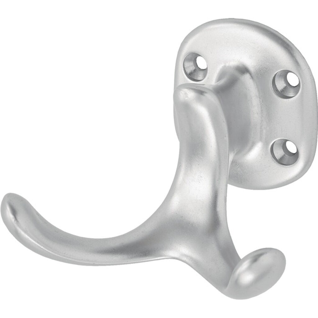 HERMETA Mantelhaken 0029, Aluminium silberfarbig eloxiert, zweifach Ausladung 60 mm, Höhe 47 mm Illustration du produit: HERMETA Mantelhaken 0029, Aluminium silberfarbig eloxiert, zweifach Ausladung 60 mm, Höhe 47 mm