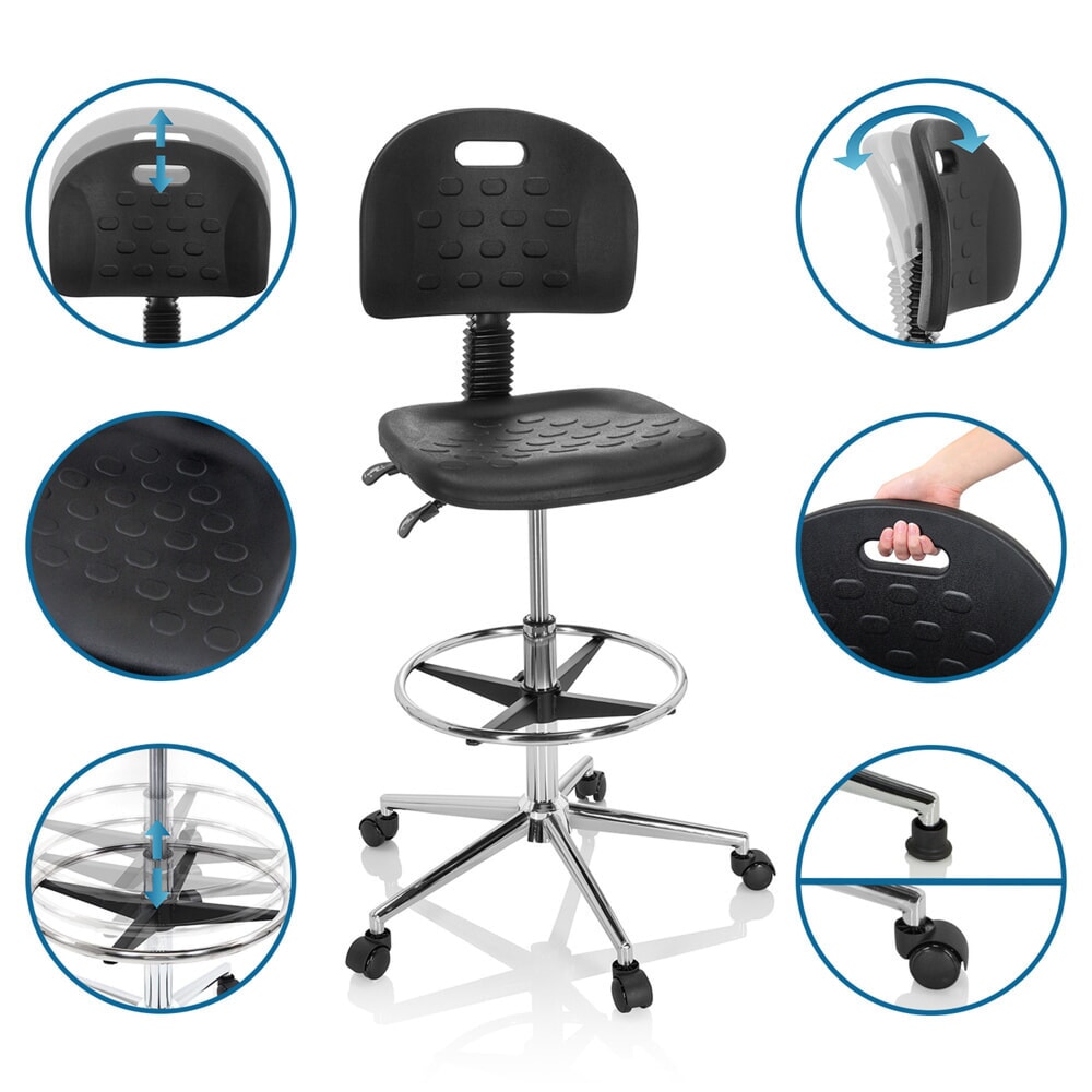 N° de l'image du produit 11 : hjh OFFICE Tabouret ergonomique / tabouret de travail TOP WORK 23 I mousse rigide en PU, noir