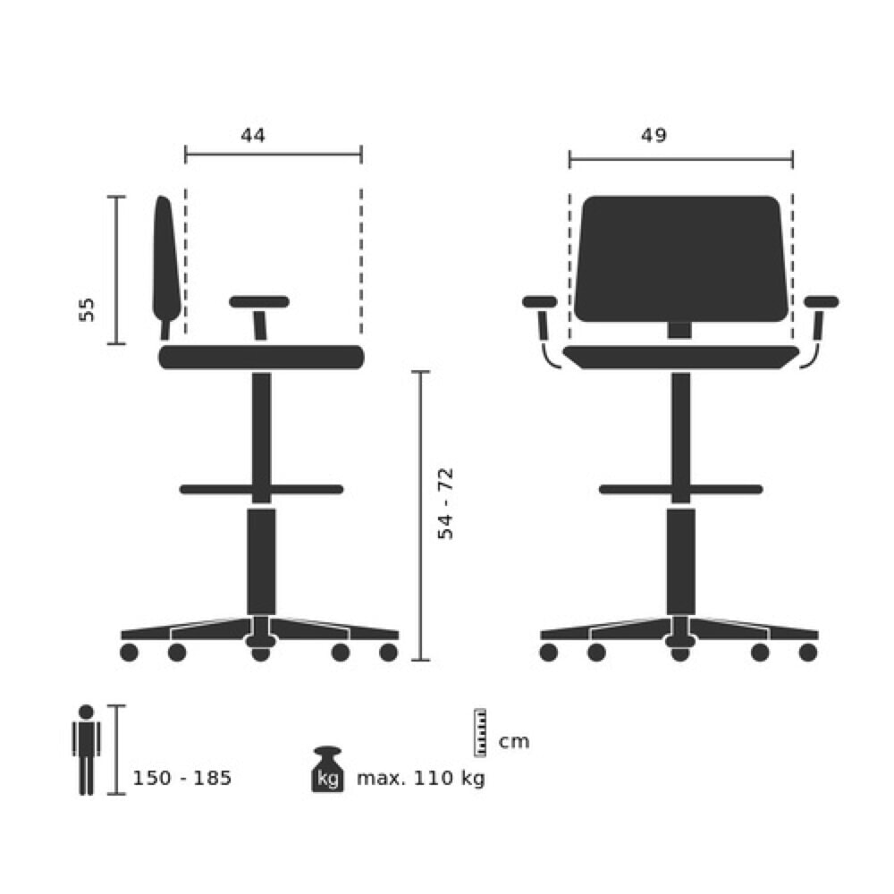N° de l'image du produit 12 : hjh OFFICE Arbeitsstuhl / Arbeitshocker VENDO WORK Stoff/Netzstoff, schwarz