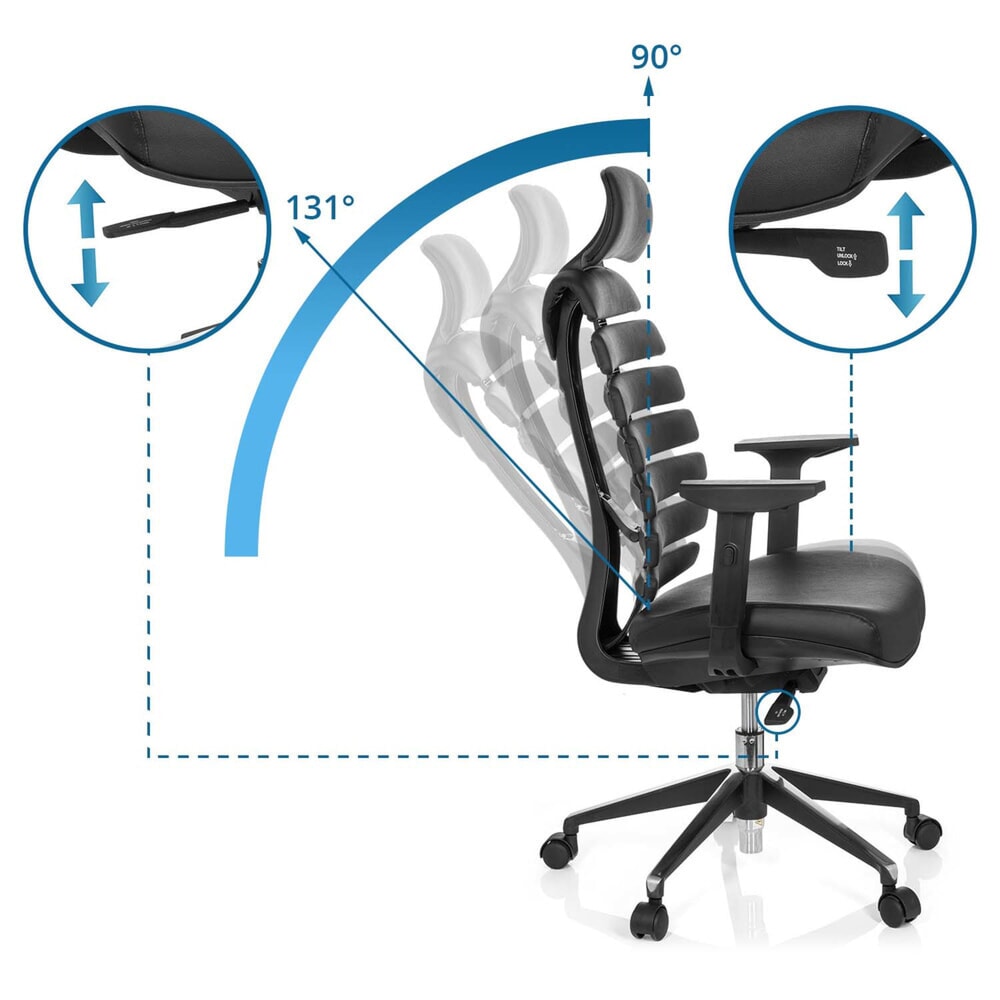 N° de l'image du produit 11 : hjh OFFICE Bürostuhl / Drehstuhl ERGO LINE II PRO Leder, schwarz