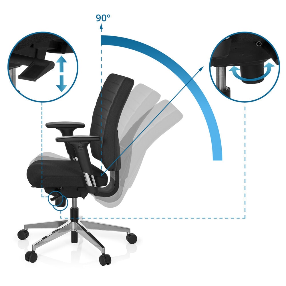 N° de l'image du produit 12 : hjh OFFICE Bürostuhl / Drehstuhl PRO-TEC 350 Stoff, schwarz