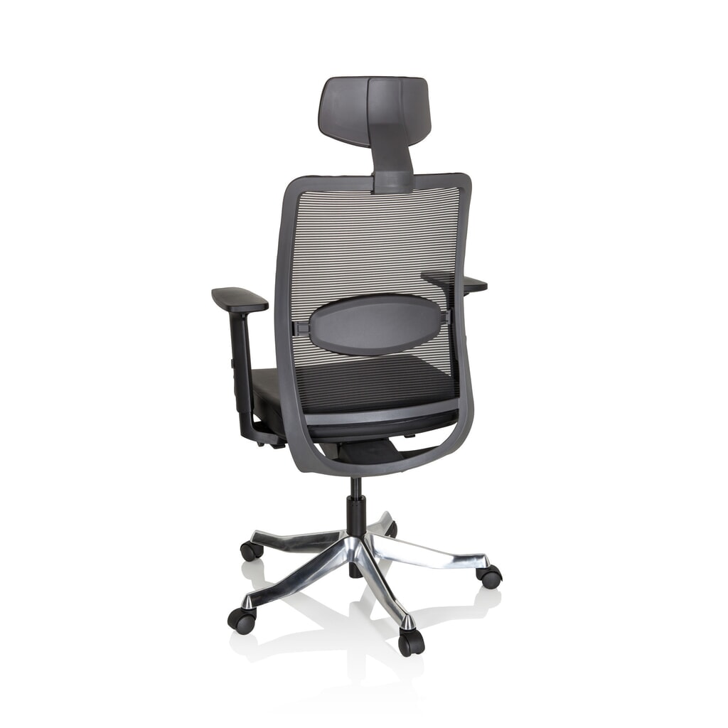 N° de l'image du produit 7 : hjh OFFICE Bürostuhl / Drehstuhl SENATOR PRO Leder, Netzstoff, schwarz
