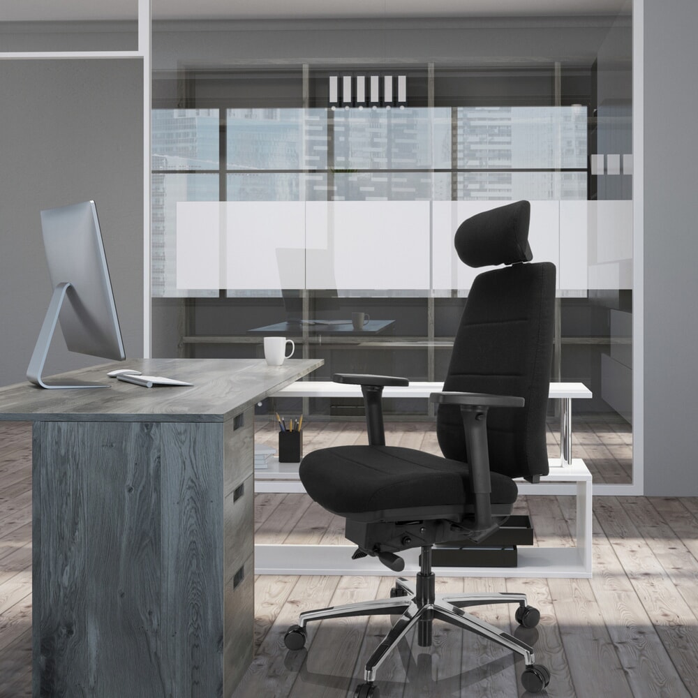 N° de l'image du produit 6 : Chaise de bureau / chaise pivotante hjh OFFICE PHOENIX PRO I tissu, noir