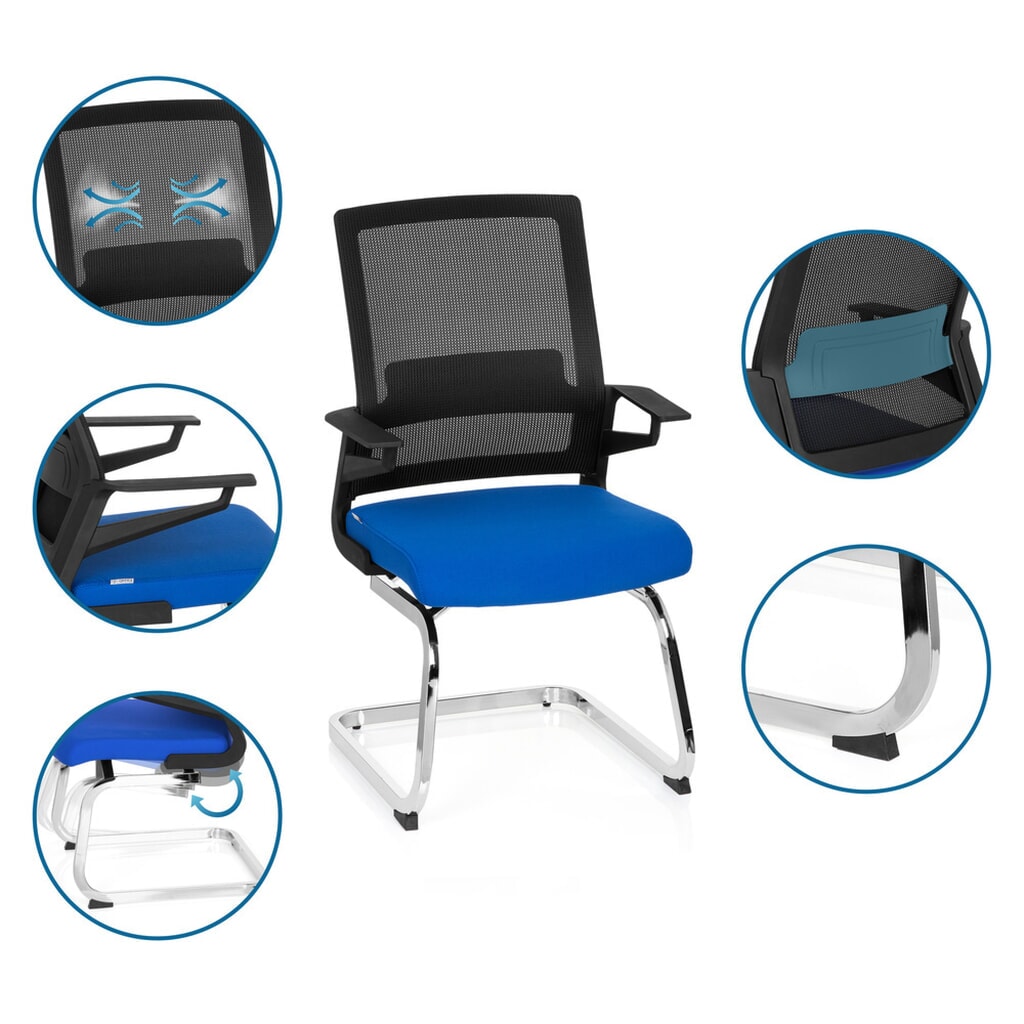 Chaise de conférence / fauteuil suspendu hjh OFFICE INVENTOR V tissu, noir / bleu N° de l'image du produit 3 : Chaise de conférence / fauteuil suspendu hjh OFFICE INVENTOR V tissu, noir / bleu