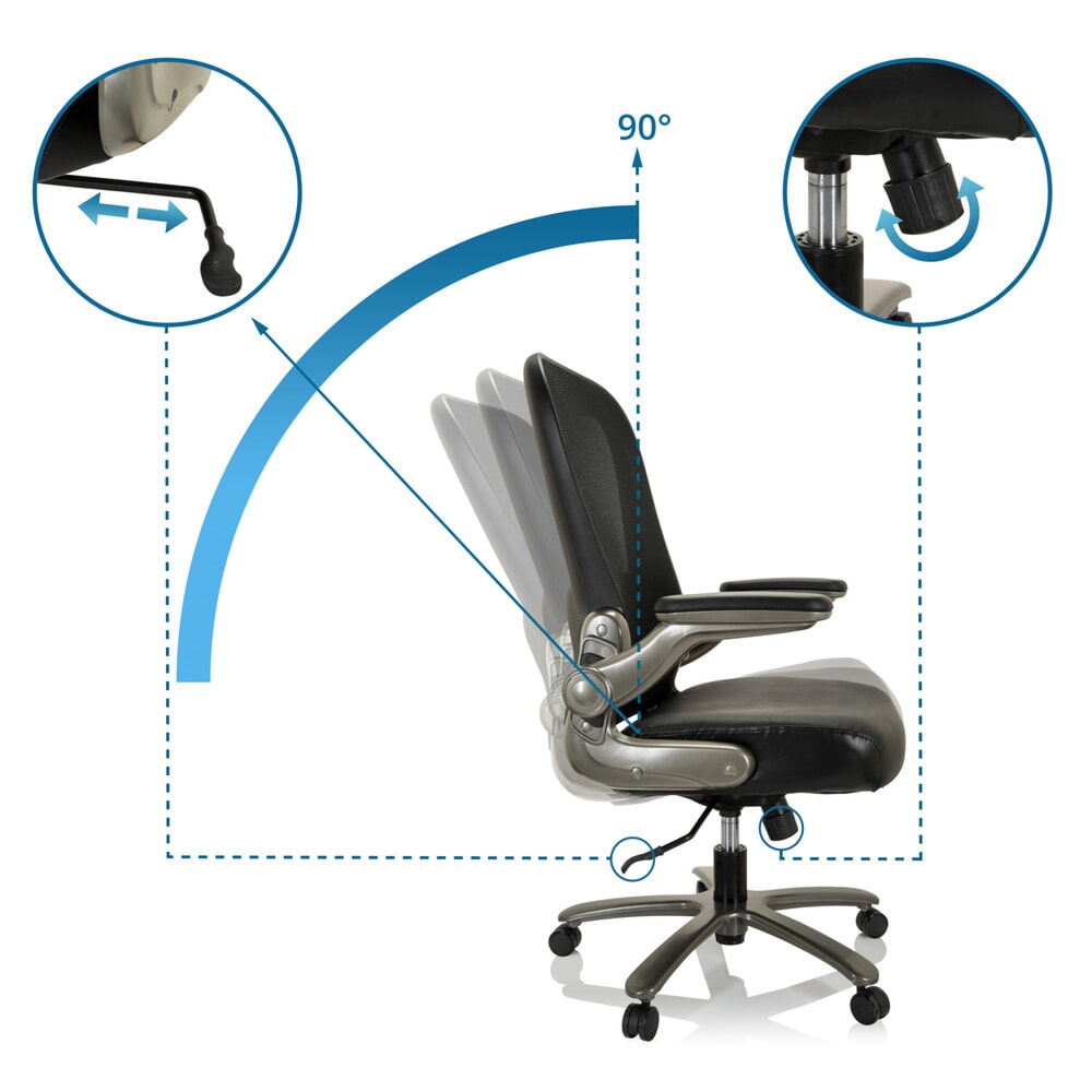 N° de l'image du produit 3 : Chaise pour charges lourdes / chaise de bureau hjh OFFICE INSTRUCTOR T I Titan XXL maille / cuir, noir