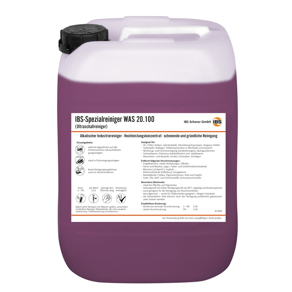 Solvant spécial ultrasons IBS WAS 20.100, 20 litres Illustration du produit: Solvant spécial ultrasons IBS WAS 20.100, 20 litres