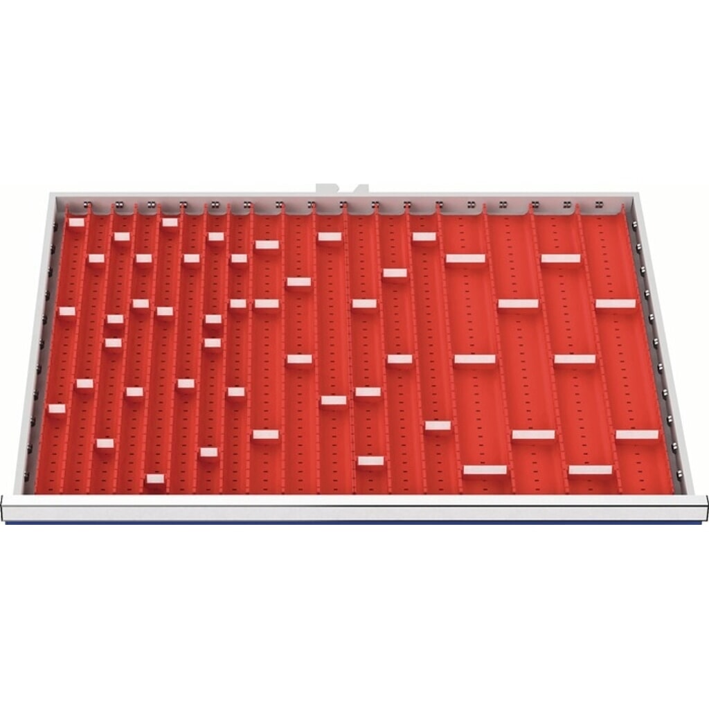 Jeu d'inserts pour bacs, pour largeur d'armoire 900 mm, hauteur de façade 50 - 75 mm, 24 inserts avec 47 parois de séparation Illustration du produit: Jeu d'inserts pour bacs, pour largeur d'armoire 900 mm, hauteur de façade 50 - 75 mm, 24 inserts avec 47 parois de séparation