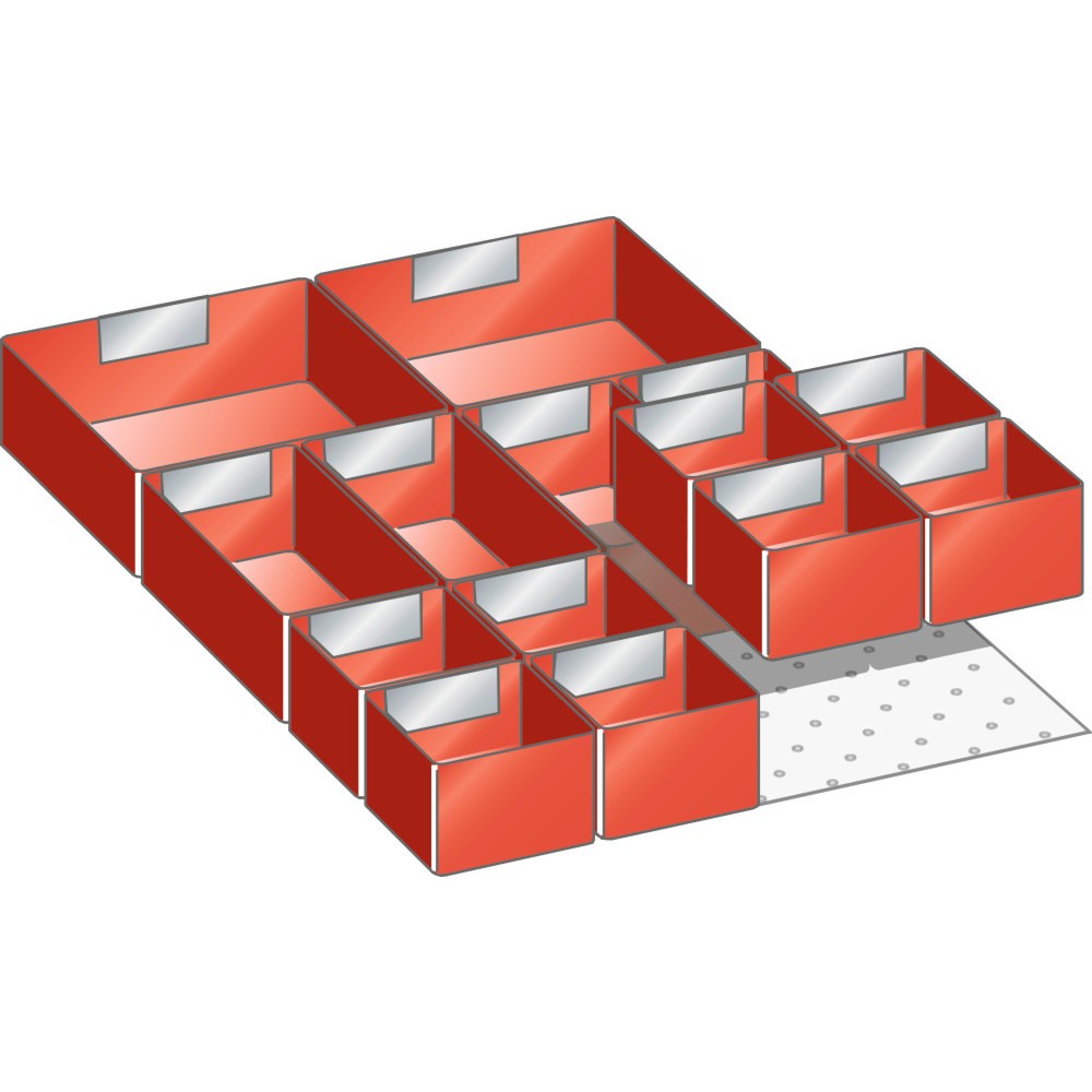 Illustration du produit: Jeu de bacs en plastique LISTA 18x27E, (lxPxHF) 306x459x50 mm, 14 pièces