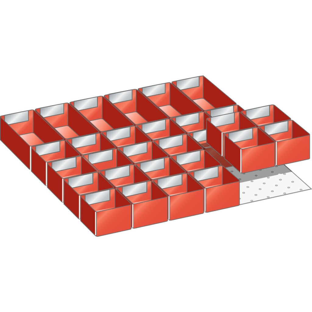 Jeu de bacs en plastique LISTA 27x27E, (lxP) 459x459 mm, 30 pièces, hauteur de façade 50 mm Illustration du produit: Jeu de bacs en plastique LISTA 27x27E, (lxP) 459x459 mm, 30 pièces, hauteur de façade 50 mm