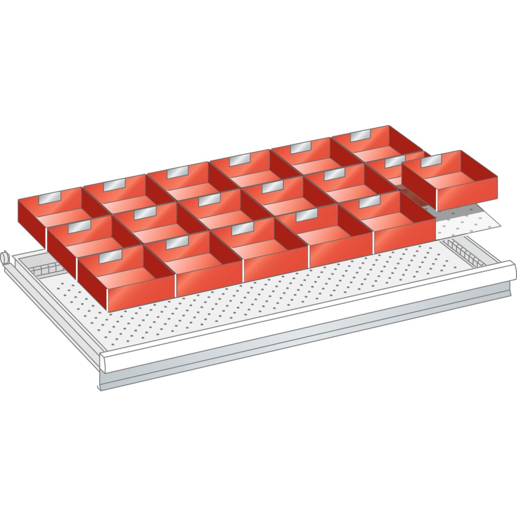 Illustration du produit: Jeu de bacs en plastique LISTA 54x27E, (LxPxFH) 918x459x50 mm, 18 pièces