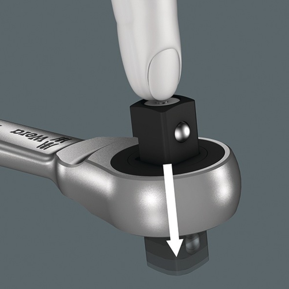 N° de l'image du produit 4 : Cliquet réversible Zyklop Metal push 3/8 po. 76 dents longueur 222 mm avec carré