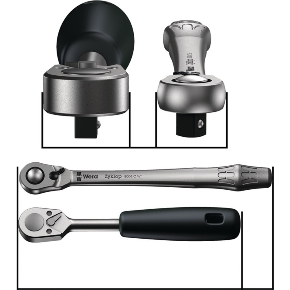 N° de l'image du produit 5 : Cliquet réversible Zyklop Metal push 3/8 po. 76 dents longueur 222 mm avec carré
