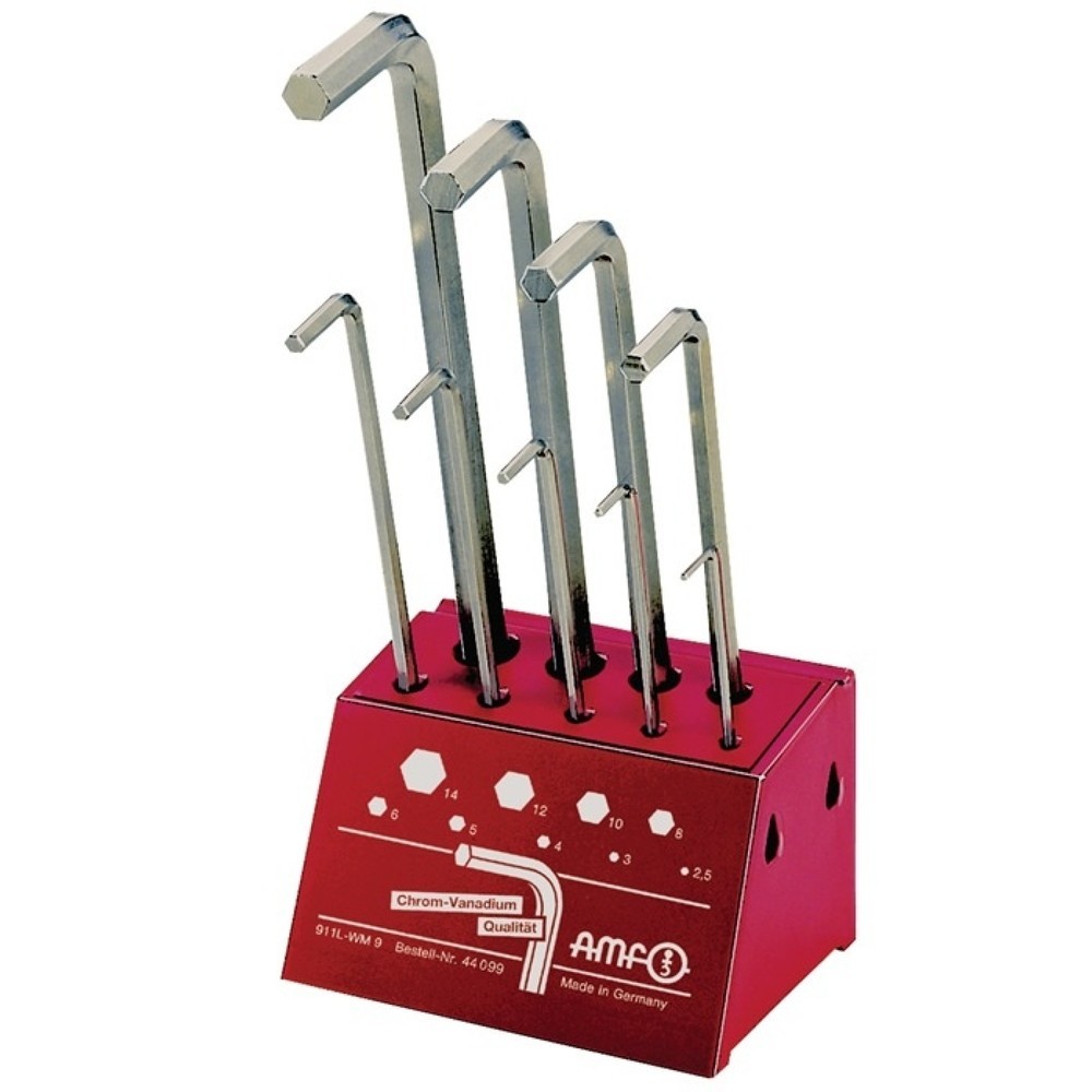 Illustration du produit: Jeu de clés mâles coudées 911L-WM9 9 pcs. support d’atelier SW 2,5-14 mm long ac