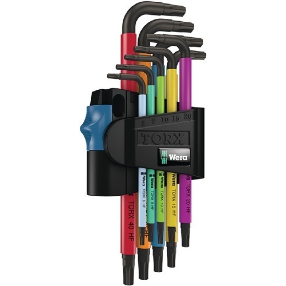 Illustration du produit: Jeu de clés mâles coudées 967 SL 9 pcs. T8-T40 codé couleur, avec HF WERA