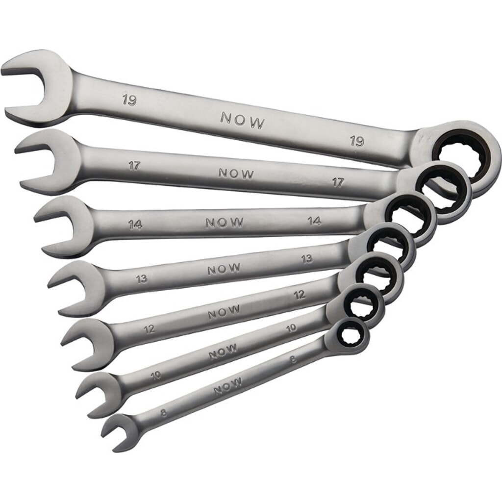Illustration du produit: Jeu de clés mixtes à cliquet 7 pcs. ouverture de clés 8-19 mm droit NOW