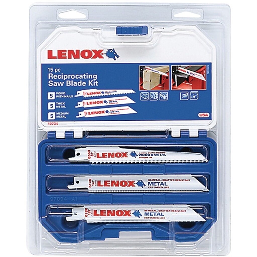 Set de lames de scie sabre 1073415RKG pour bois et métal 15 pièces LENOX Illustration du produit: Set de lames de scie sabre 1073415RKG pour bois et métal 15 pièces LENOX